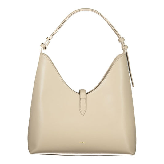 Beige Leather Women Handbag