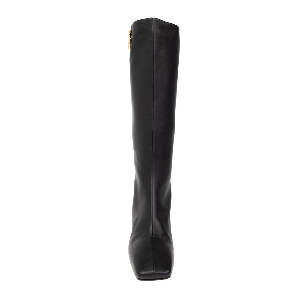 Black Calfskin High Heel Boots