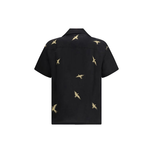 Black Cotton Pattern Shirt