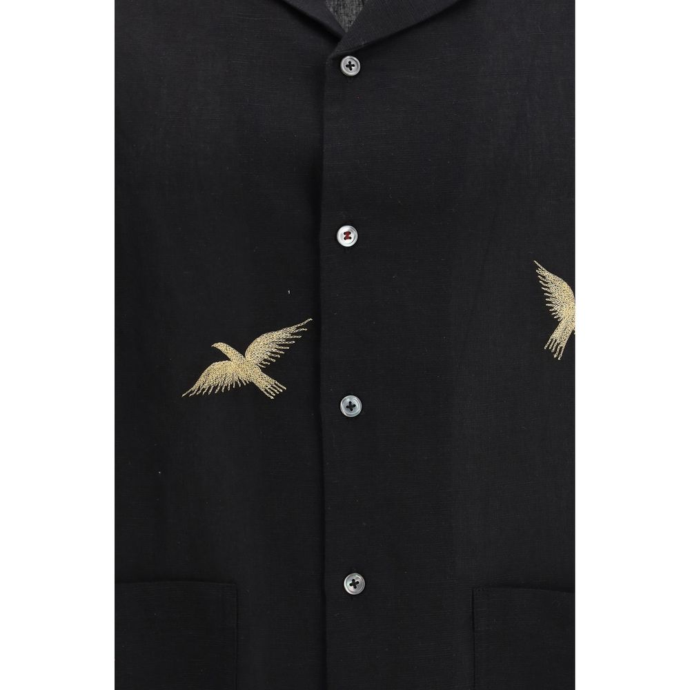 Black Cotton Shortsleeve Shirt