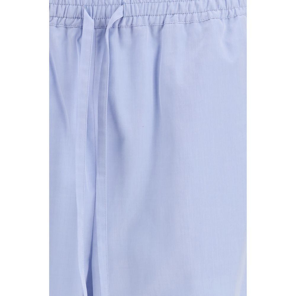 Blue Cotton Casual Pants