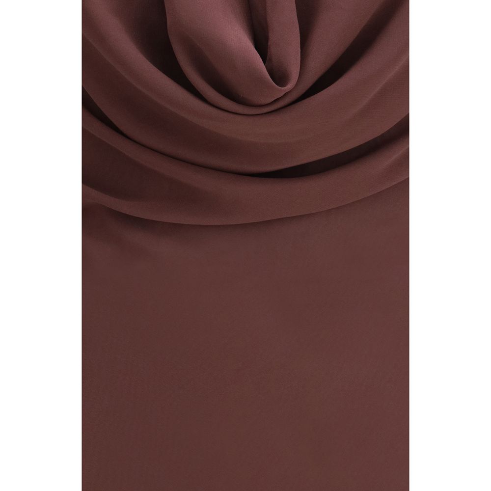 Brown Silk Long Dress