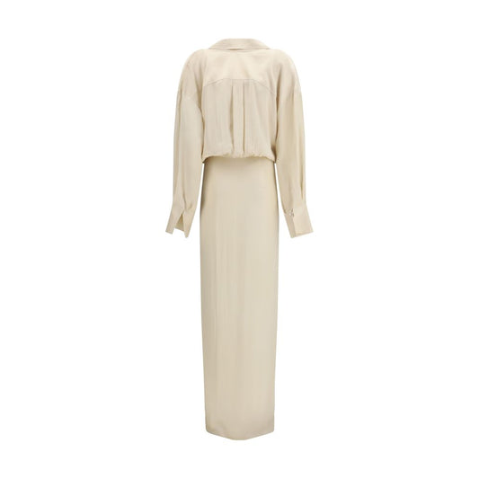 Beige Viscose Casual Dress