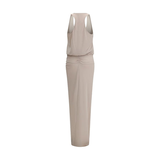 Gray Polyester Long Dress