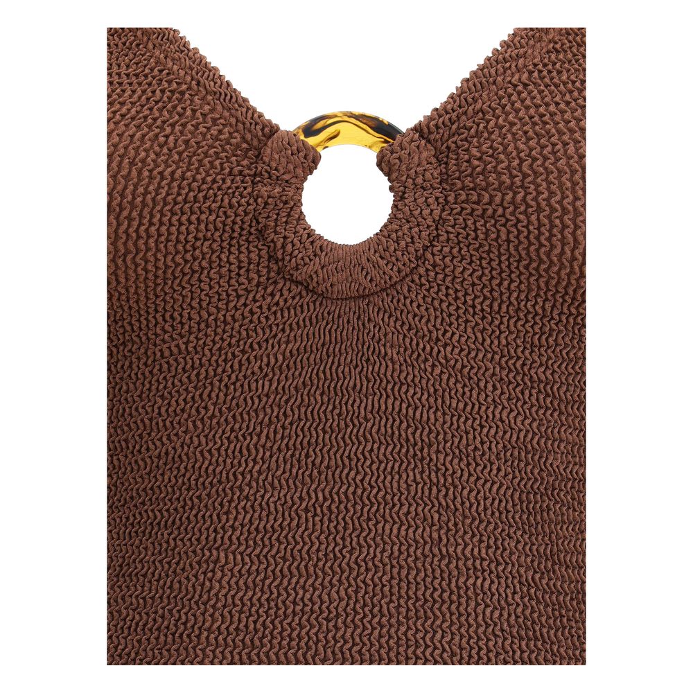 Brown Polyamide One-Piece Swimsuit