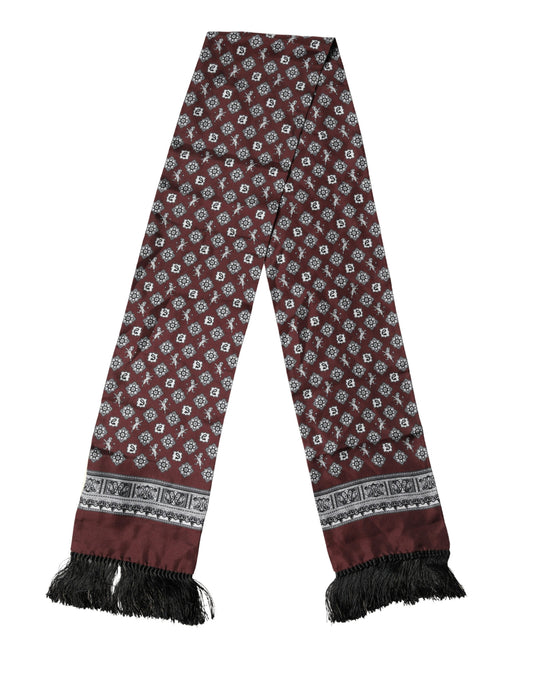 Bordeaux Silk Fringe Shawl Neck Wrap 142cm X 15.5cm Scarf