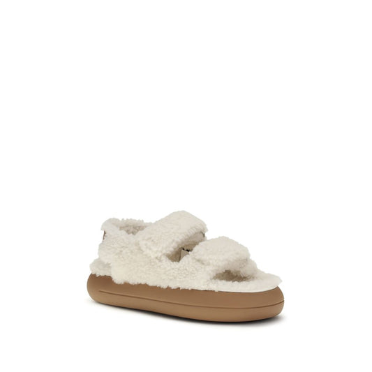 White Calf Leather Bos Taurus Flat Sandals