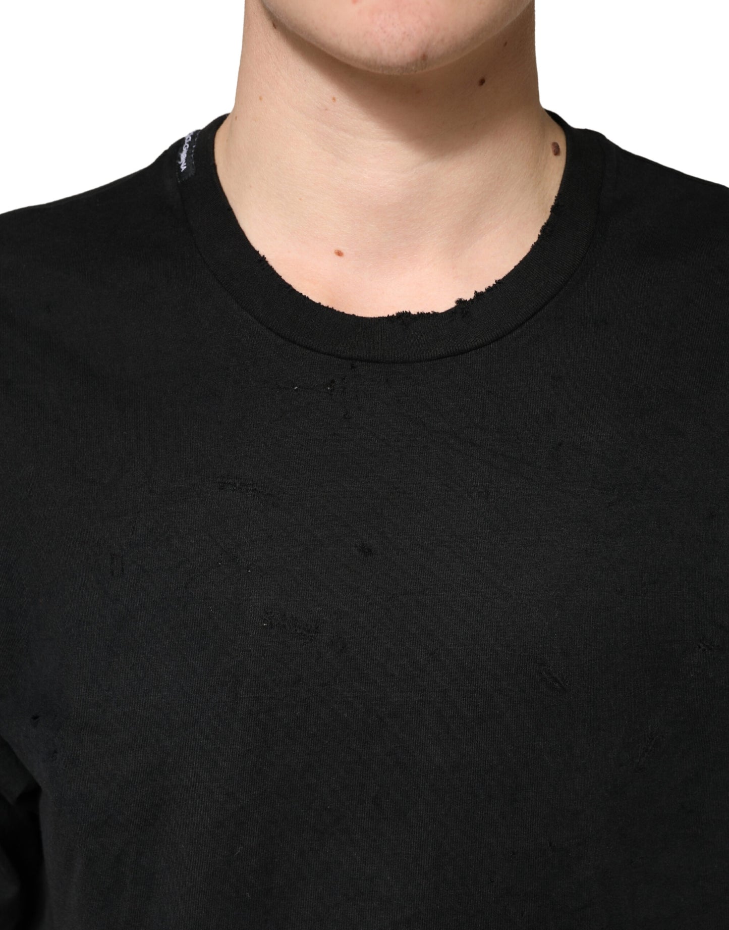 Black Cotton Crewneck Short Sleeve T-Shirt