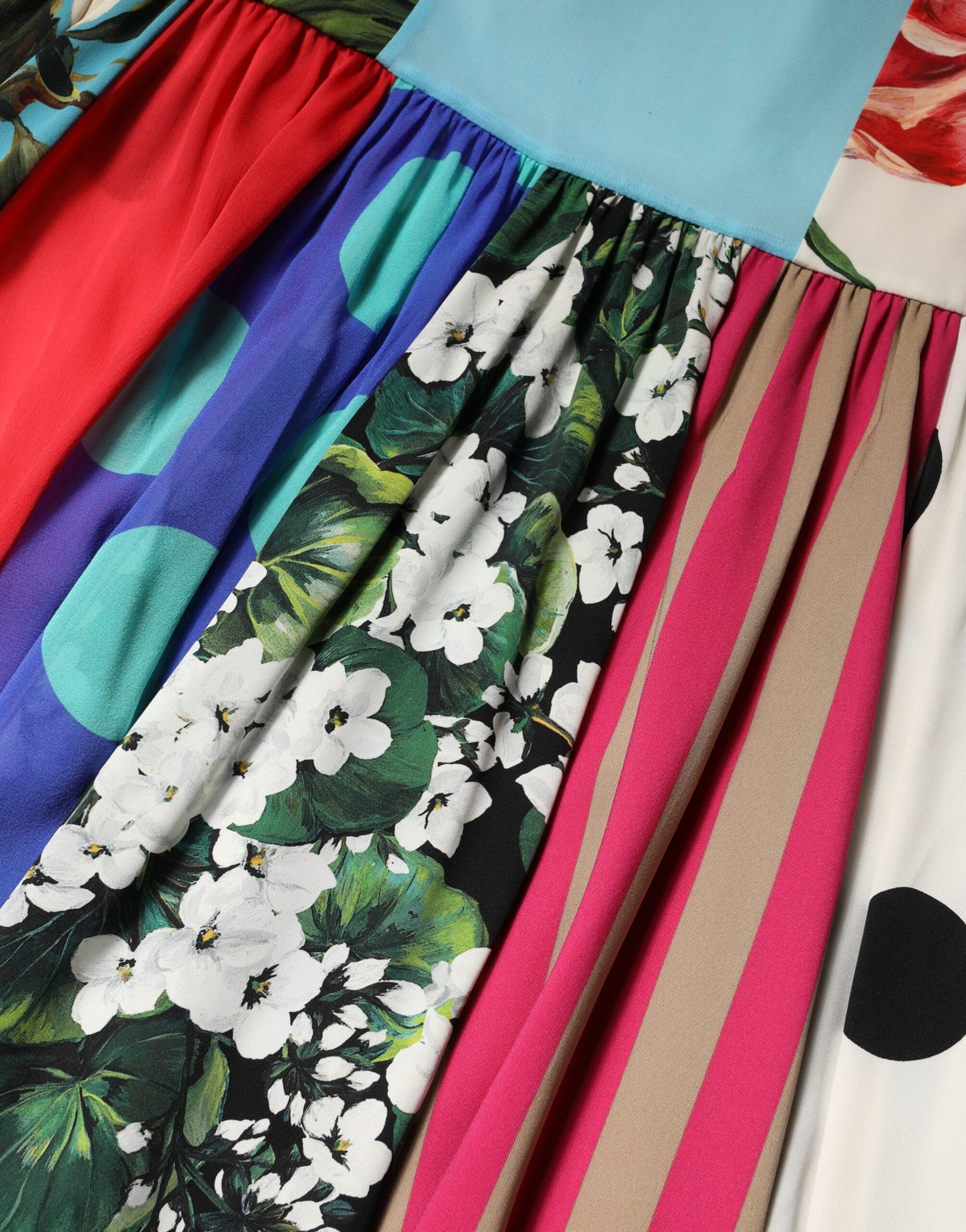 Multicolor Patchwork Silk Sleeveless Dress