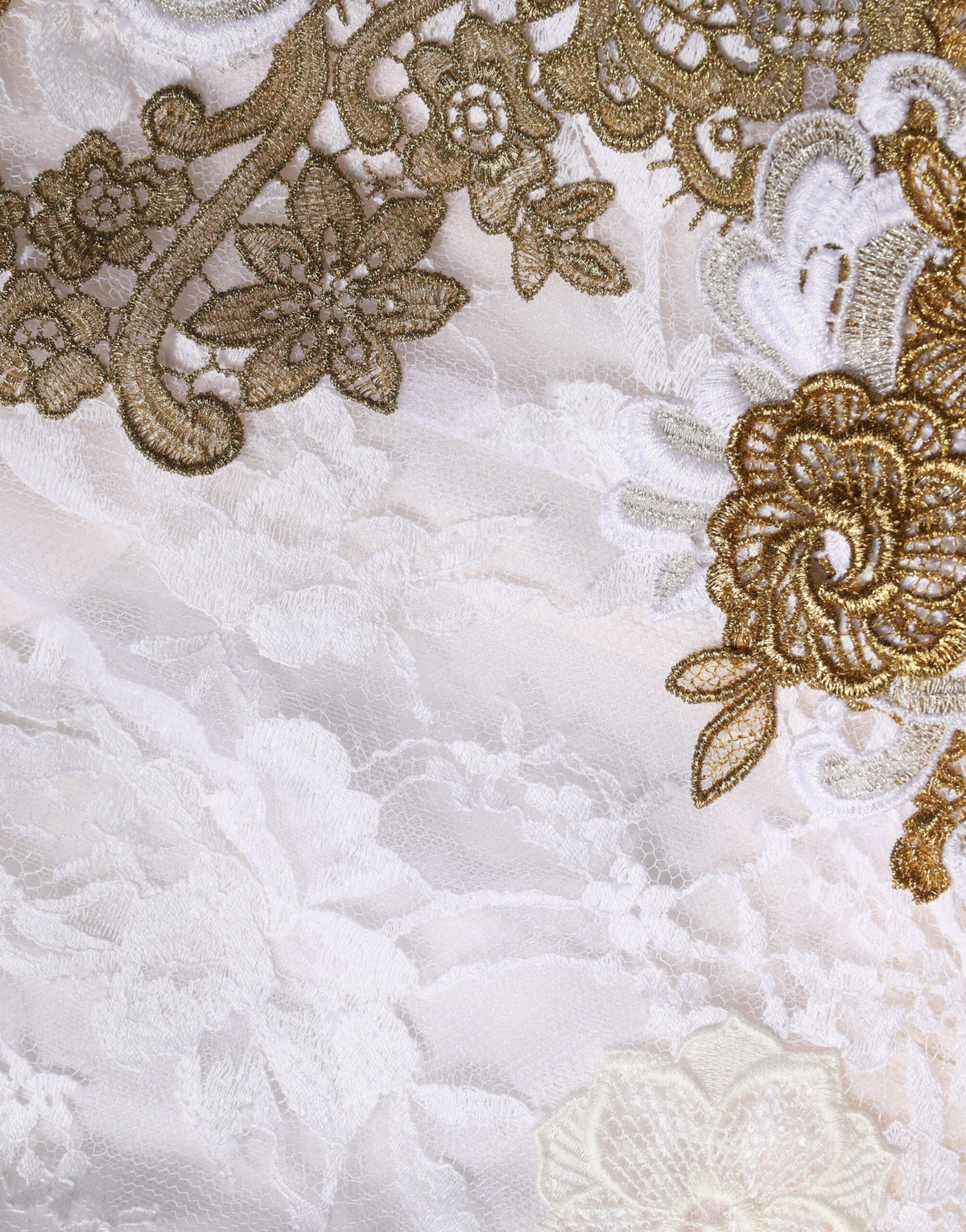 Ivory Lace Silk Embellished Sleeveless Dress