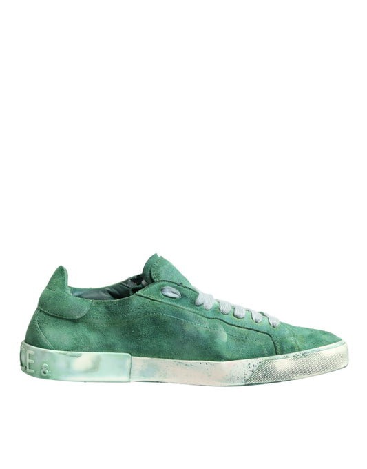 Green Suade DG Logo Sole Low Top Sneakers Shoes