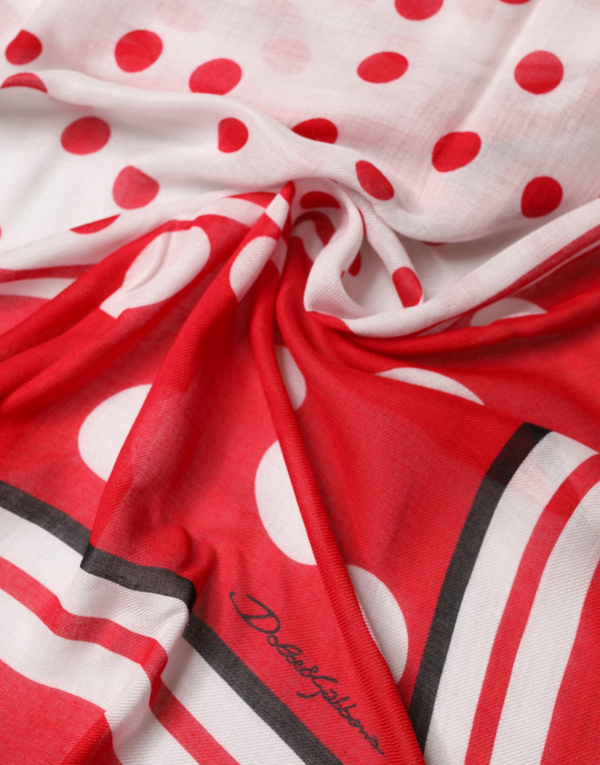 Red Polka Dot Print Square Stole 130cm x 130cm Scarf