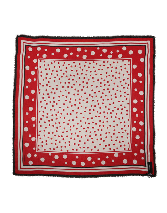 Red Polka Dot Print Square Stole 137cm x 134.5cm Scarf