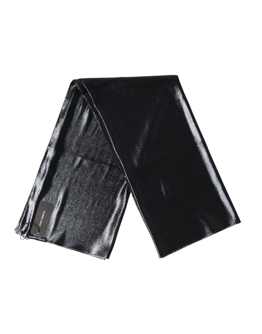 Black Silk Lurex Foulard Wrap Shawl 119cm x 117.5cm Scarf