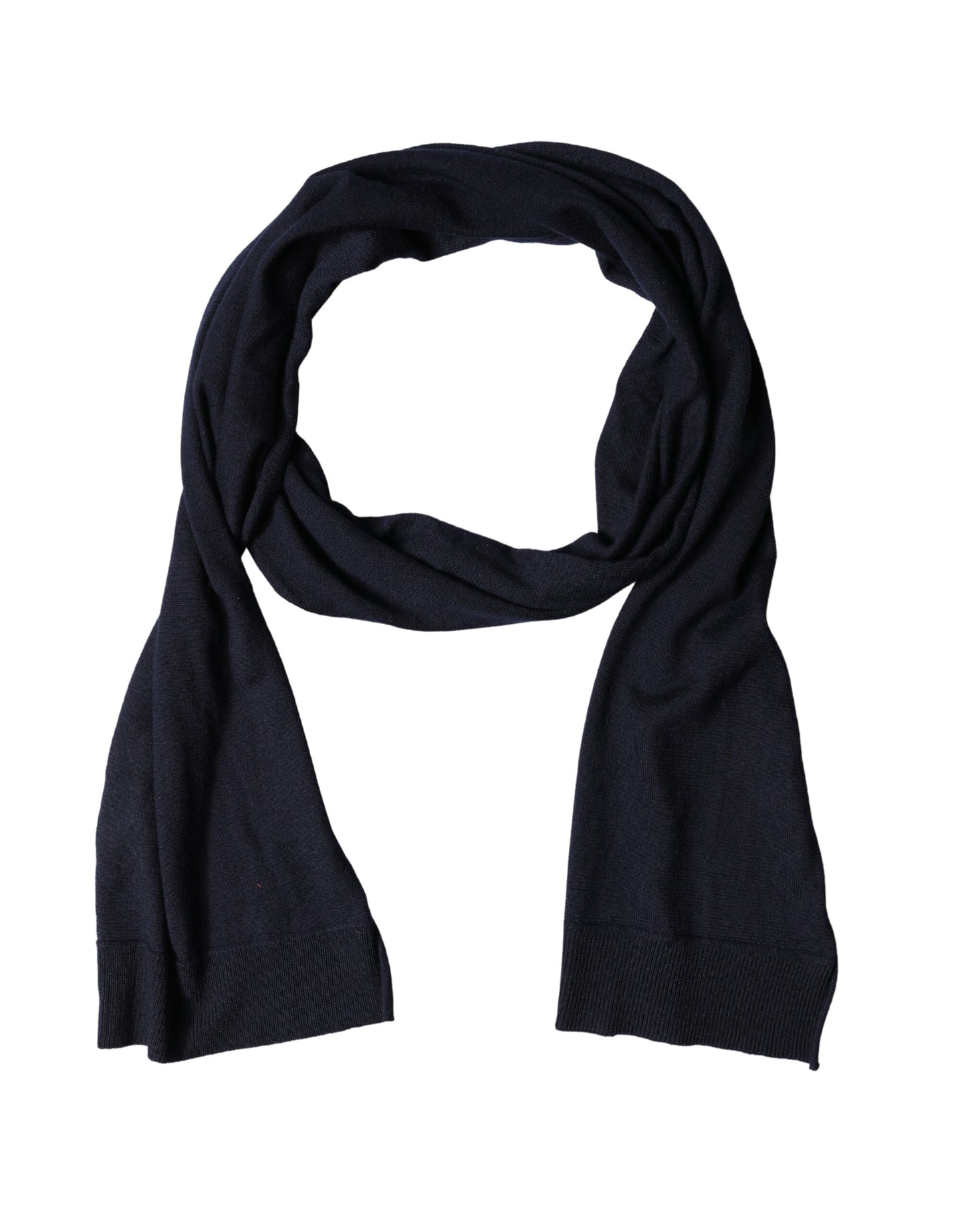 Blue Wool Knitted Shawl Neck Wrap 200cm x 25cm Scarf
