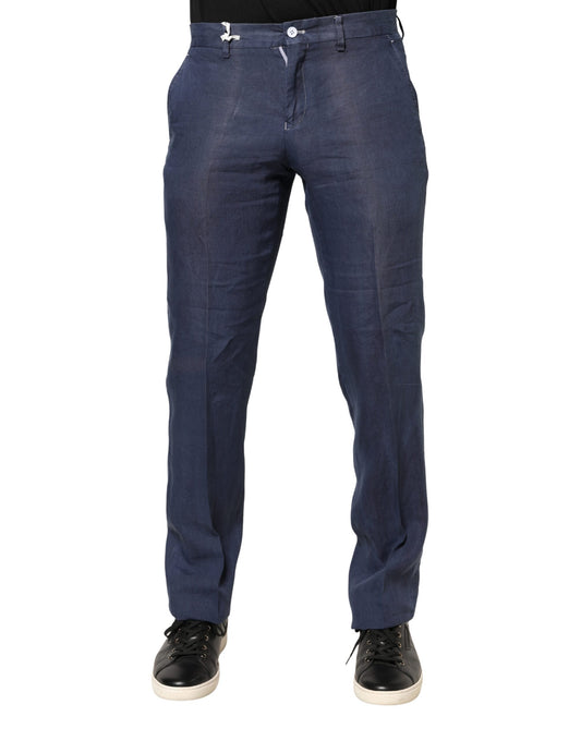 Navy Blue Skinny Chino Mid Waist Men Pants