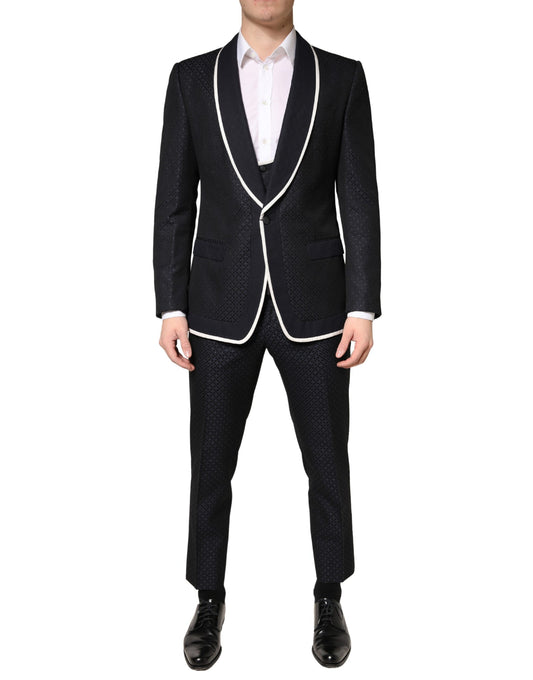 Black White Single Breasted SICILIA Men 3 Piece Suit