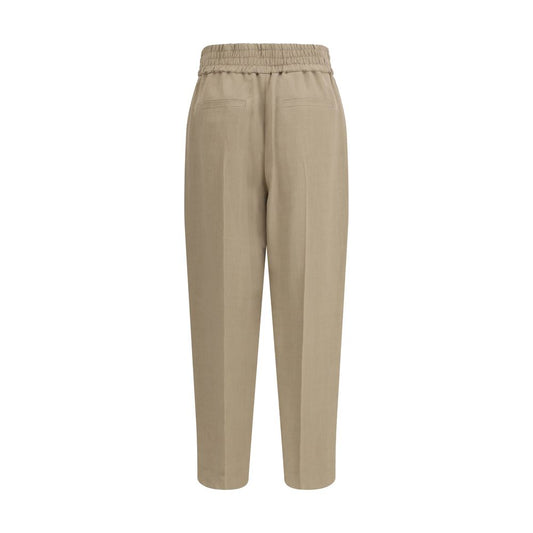 Beige Viscose Casual Pants