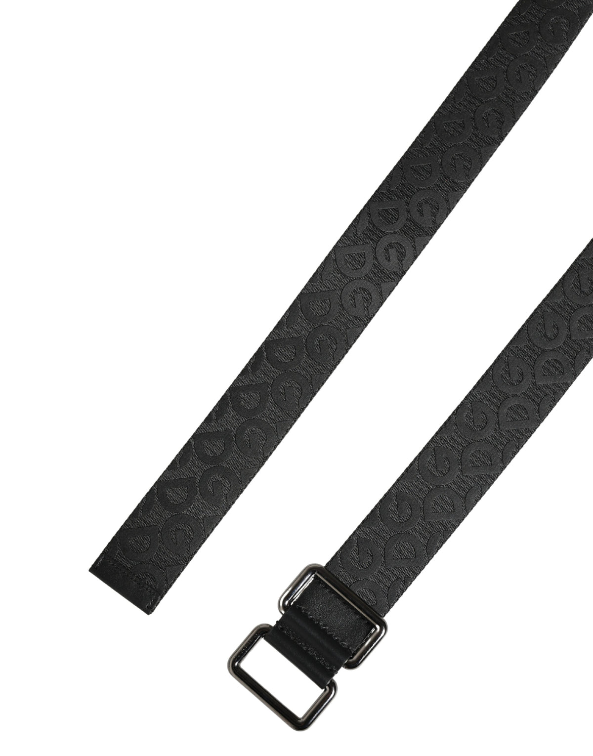 Black Logo Monogram Silver Metal Buckle Belt