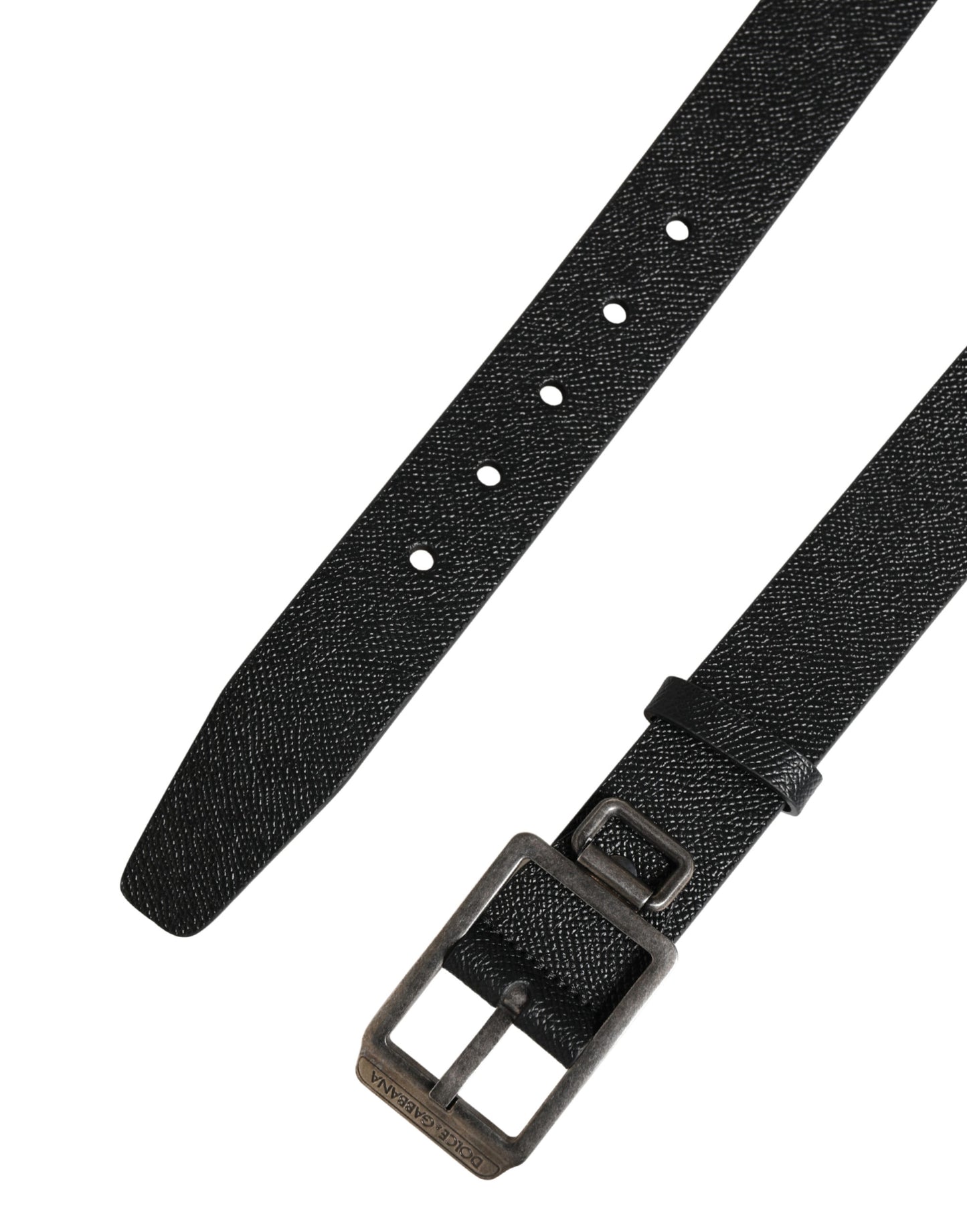 Black Calf Leather Silver Metal Buckle Belt