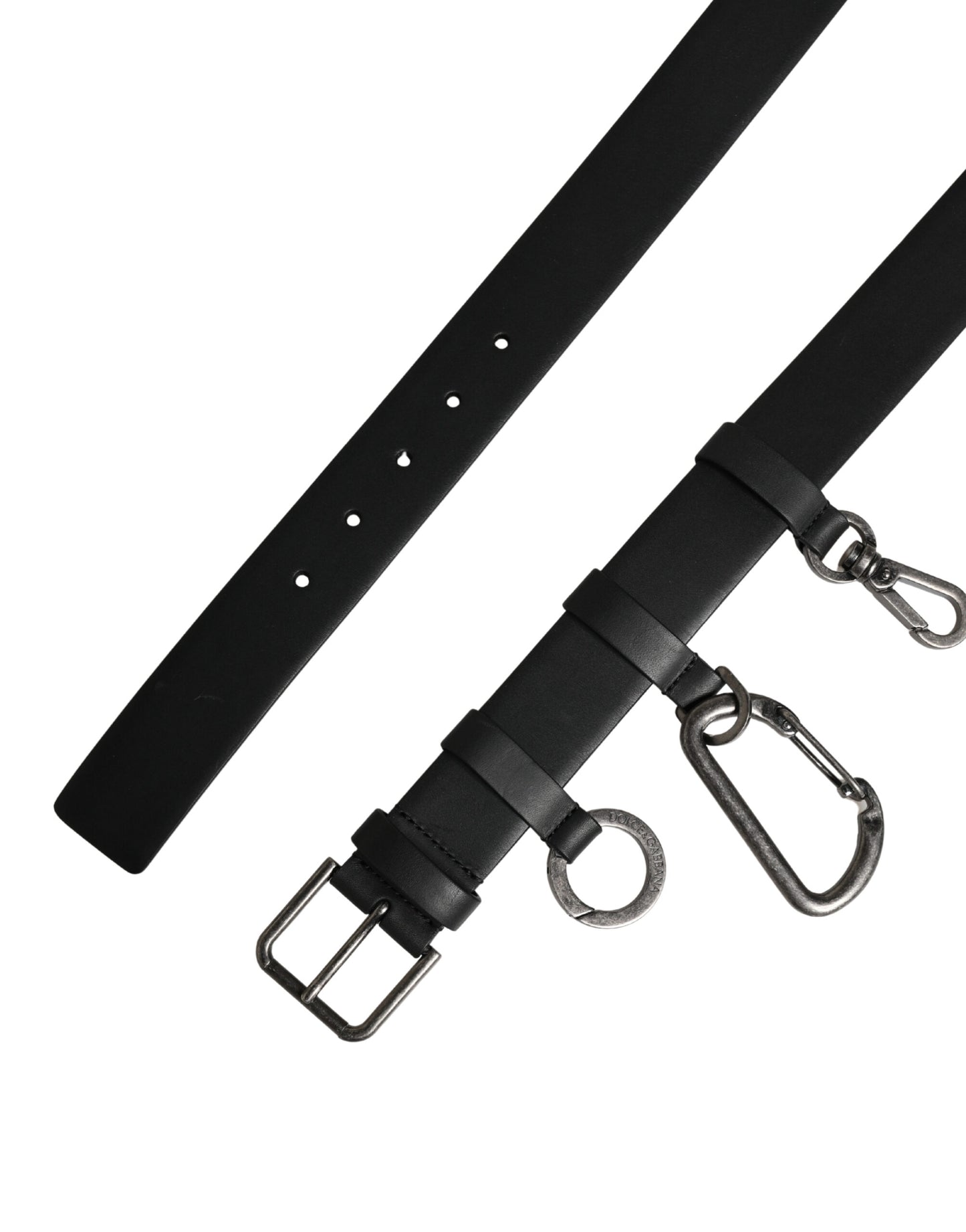 Black Calf Leather Silver Metal Buckle Belt