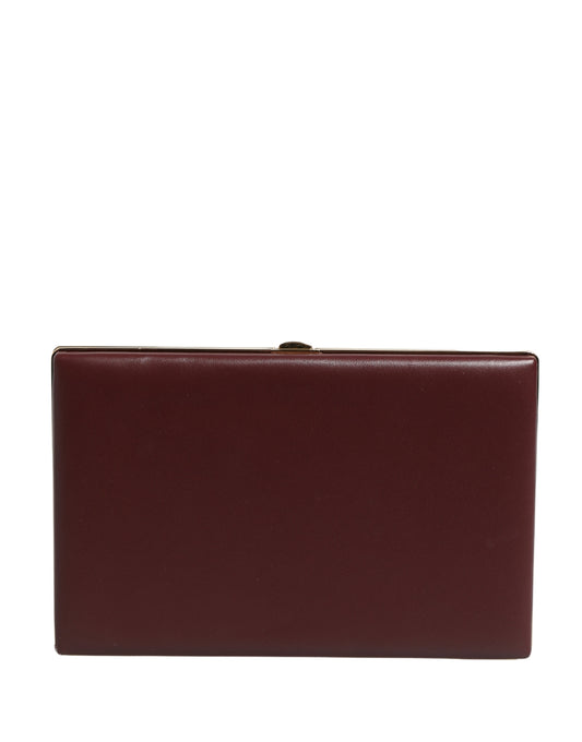 Brown Calfskin Leather Clutch Evening Women Purse Bag