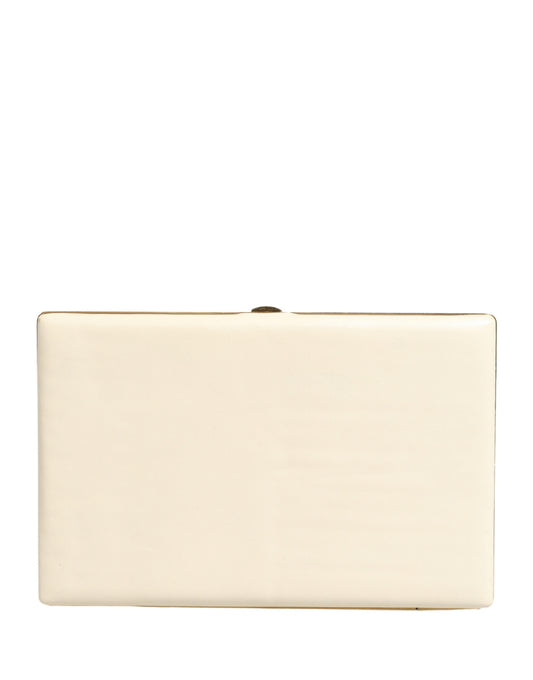 White Lambskin Leather Clutch Evening Women Purse Bag
