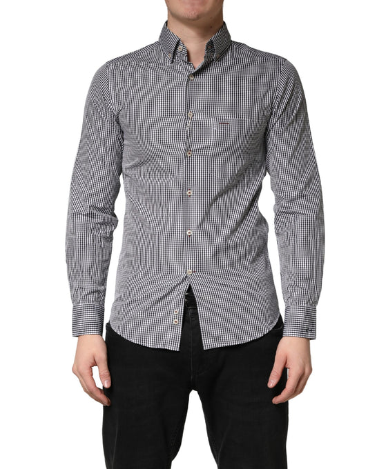 Gray Cotton Long Sleeves Button Down Dress Shirt