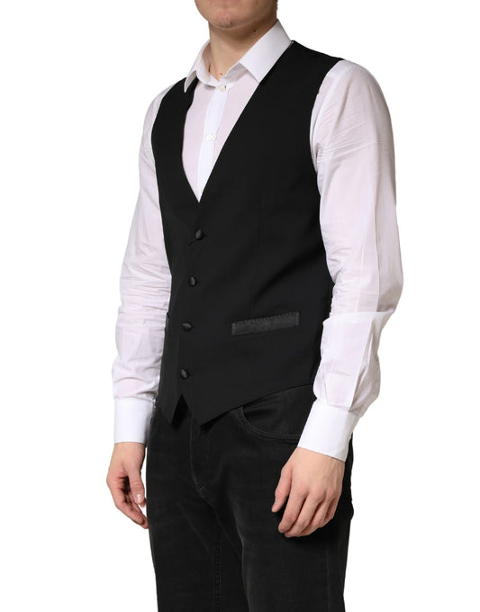 Black Wool Dress Men Formal Waistcoat Vest
