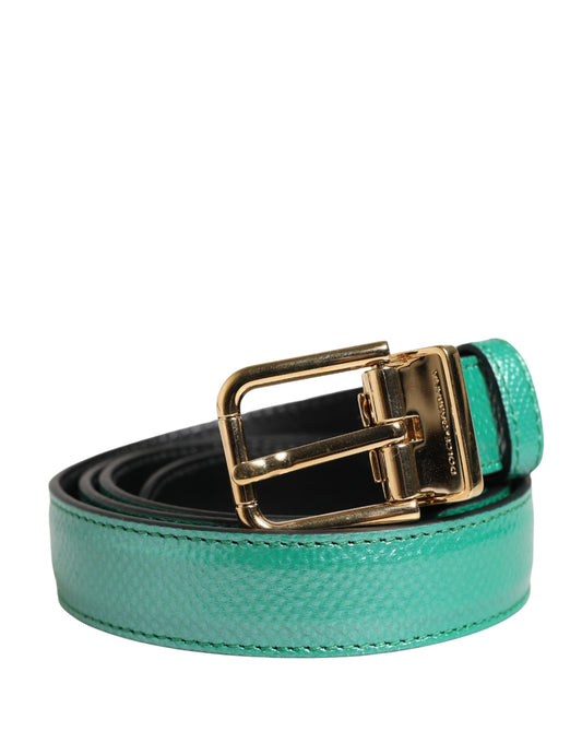 Men Green Classic Leather Metal Buckle Belt