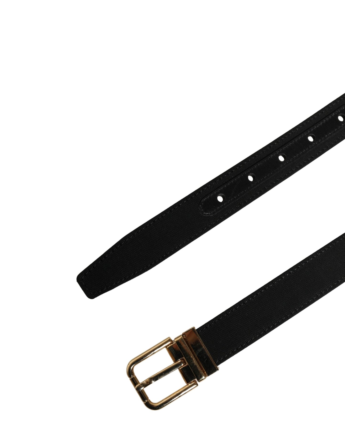 Black Viscose Leather Gold Metal Buckle Belt