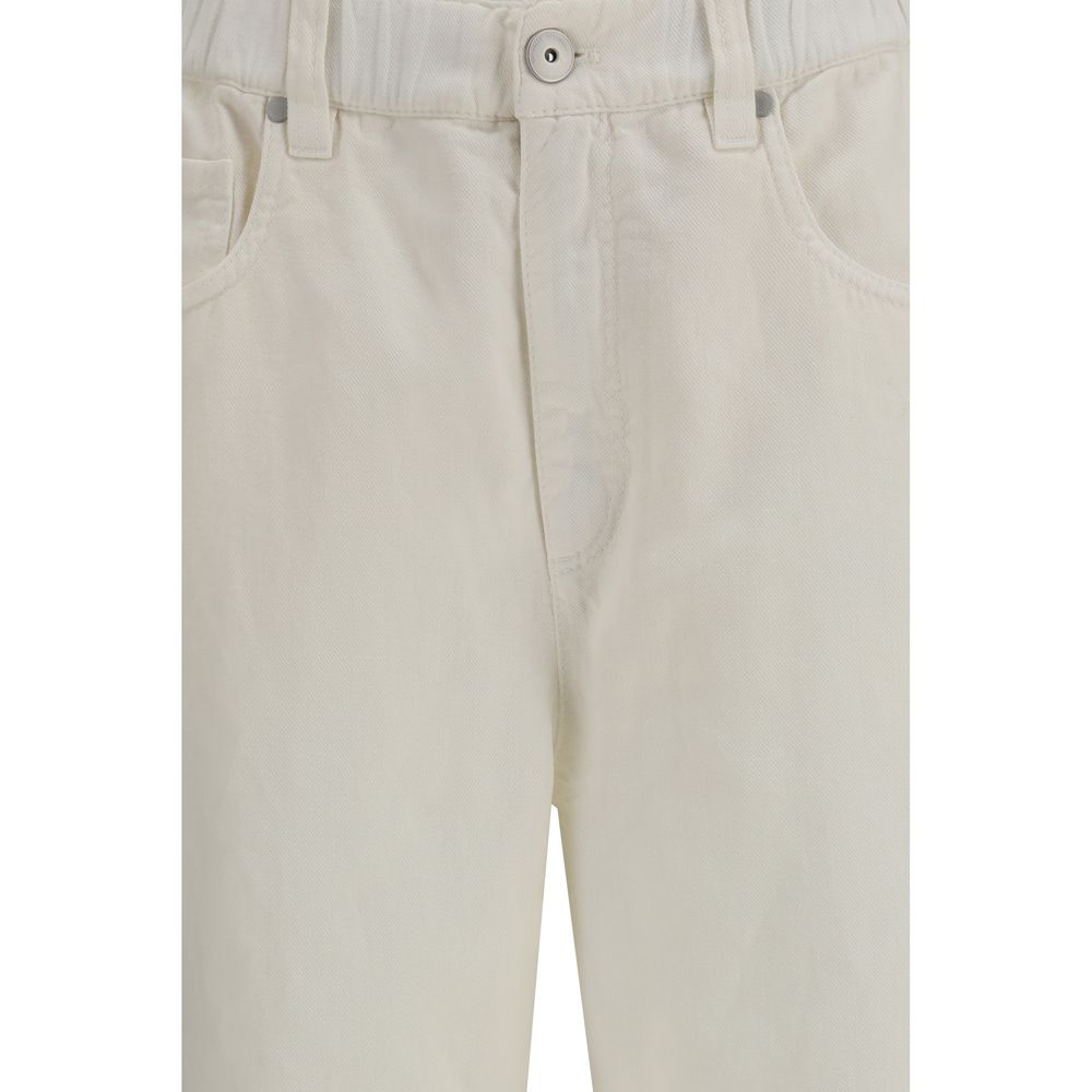 White Cotton Casual Pants