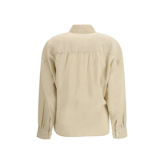 Beige Silk Dress Shirt