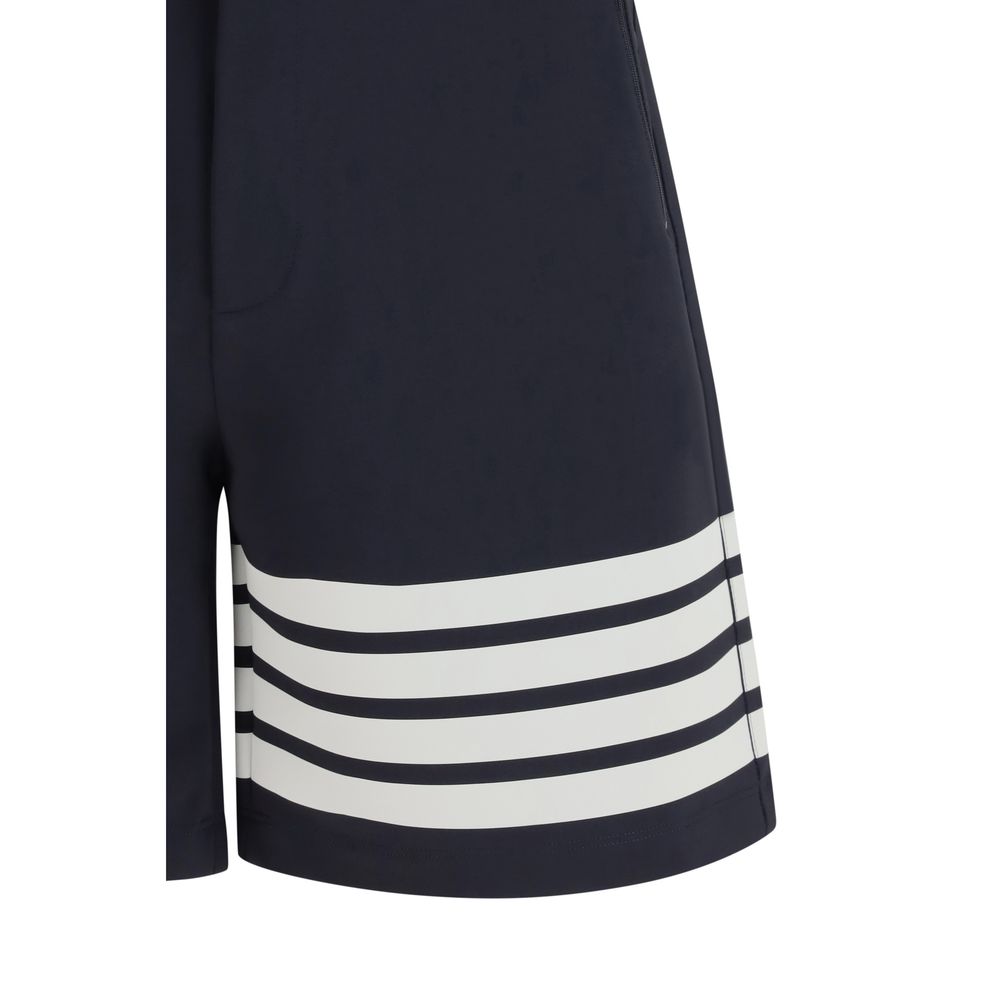 Blue Viscose Bermuda Shorts