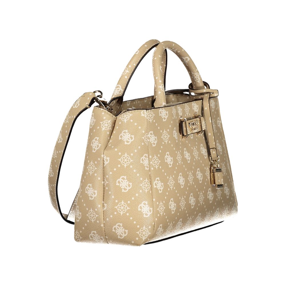 Beige Polyurethane Women Handbag