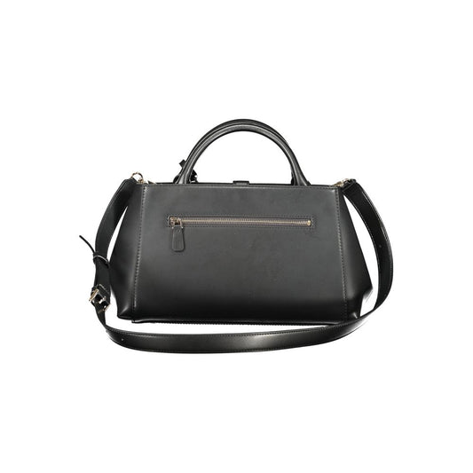 Black Polyurethane Women Handbag