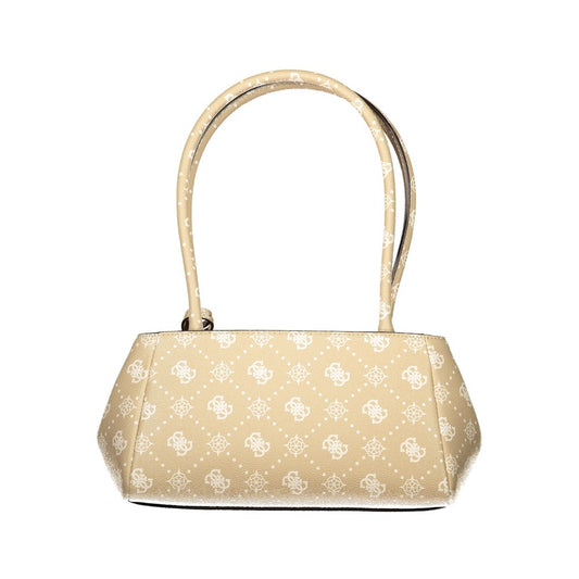 Beige Polyurethane Women Handbag