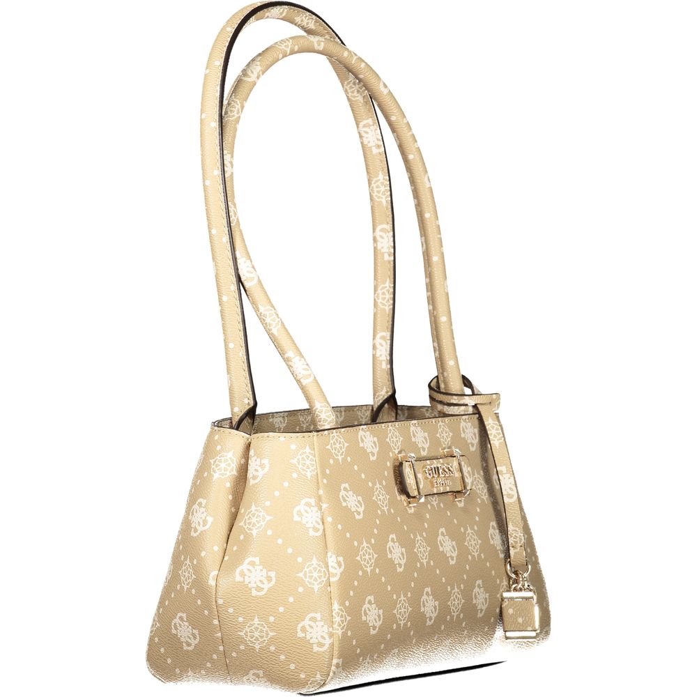 Beige Polyurethane Women Handbag