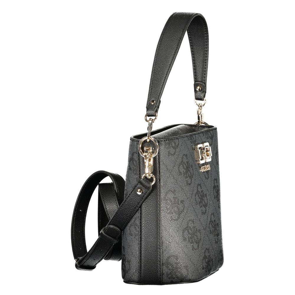 Black Polyurethane Women Handbag