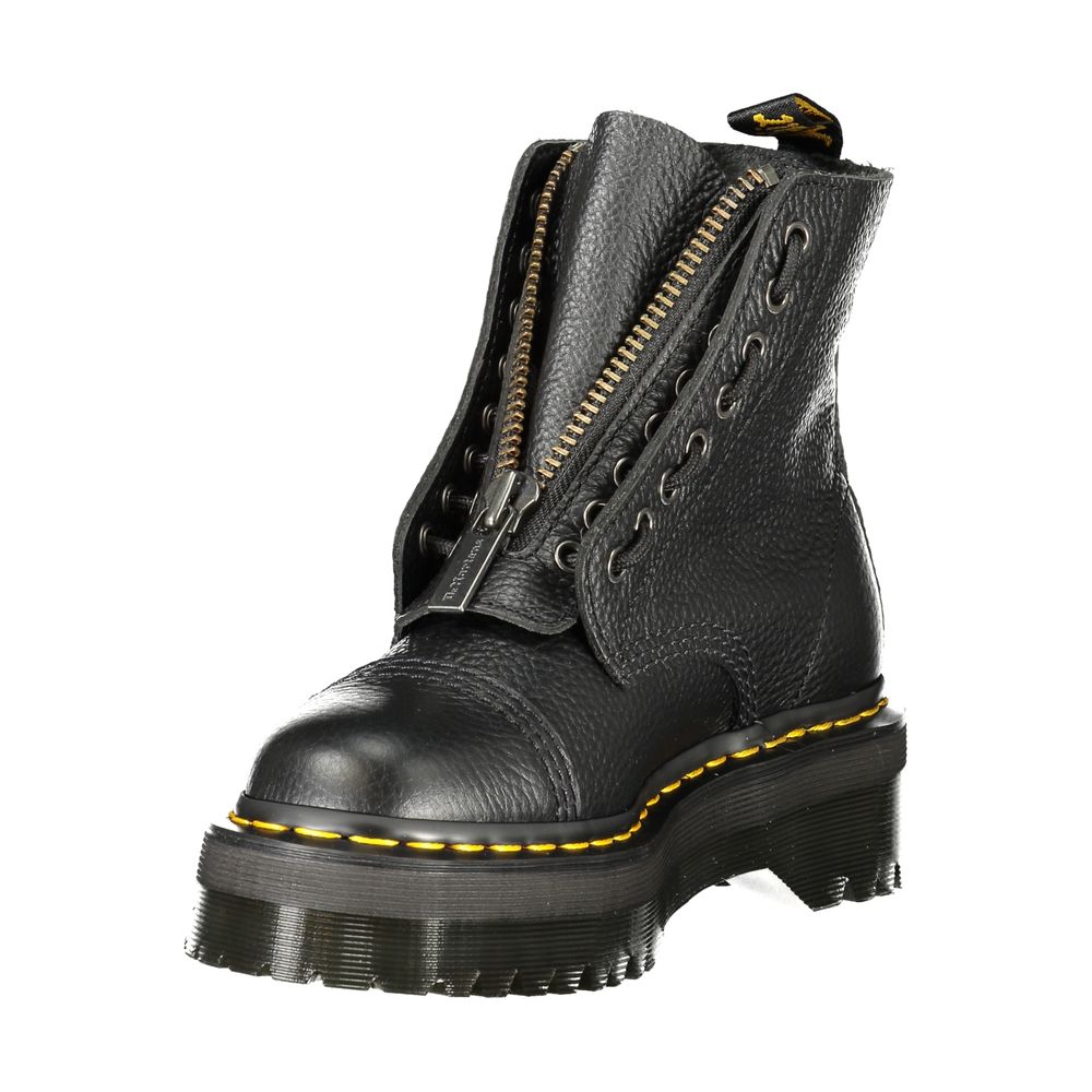 Black Leather Unisex Ankle Boot