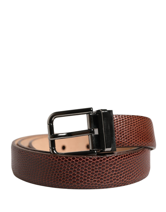 Men Brown Goatskin Leather Metal Buckle Belt