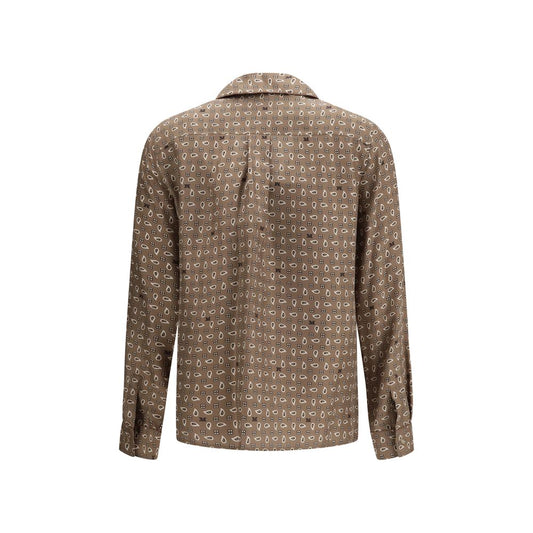 Brown Silk Pattern Shirt