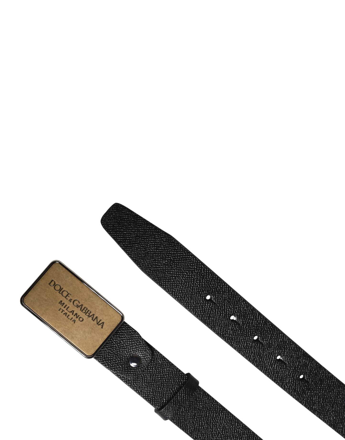 Black Classic Leather Logo Metal Buckle Belt