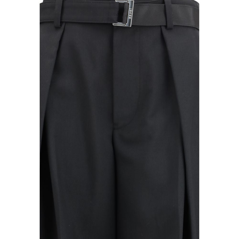 Black Polyester Casual Pants