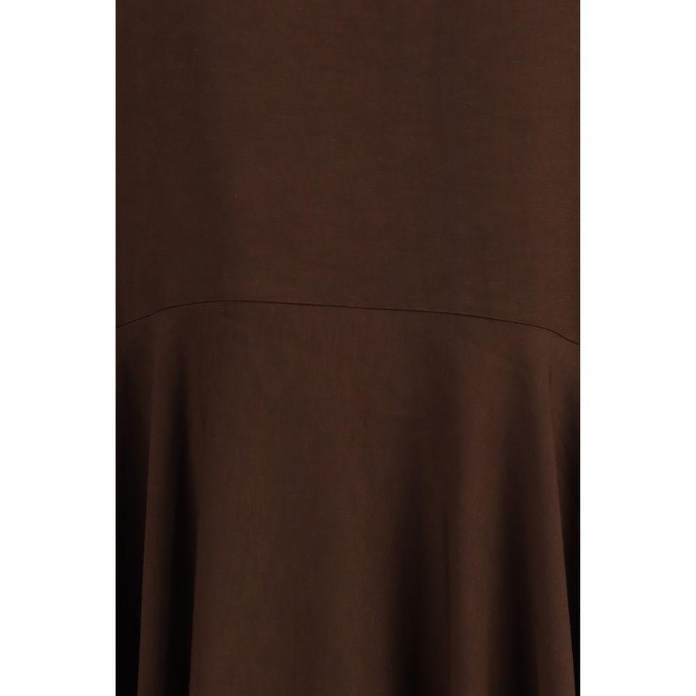 Brown Linen Casual Dress