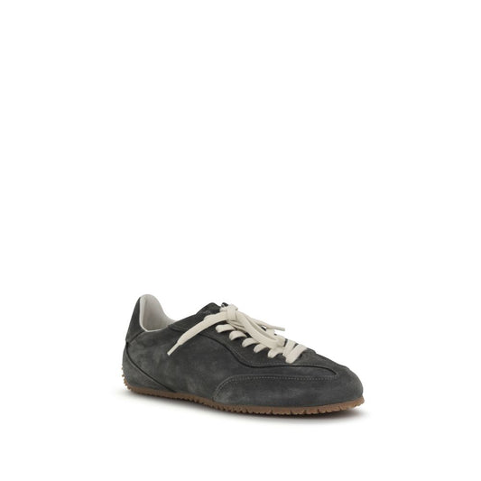 Gray Calf Leather Bos Taurus Low Top Sneakers
