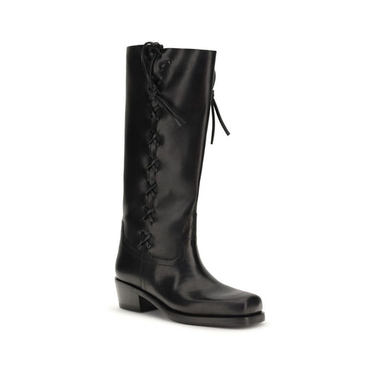 Black Calf Leather Bos Taurus Lace-Up Boots