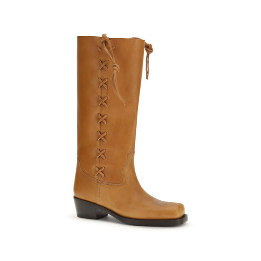 Brown Calf Leather Bos Taurus Lace-Up Boots