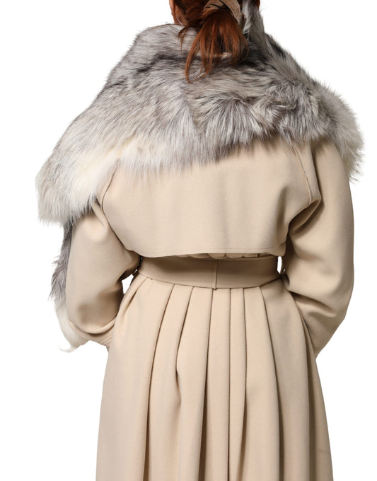White Fox Fur Neck Wrap Warmer Winter Scarf