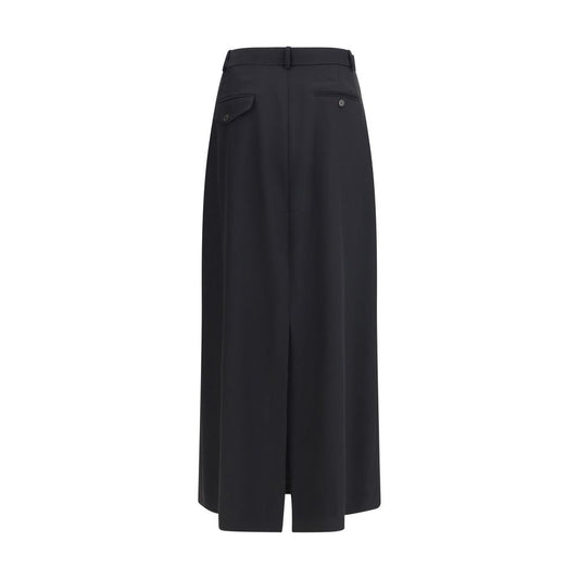 Black Fleece Wool Long Skirt